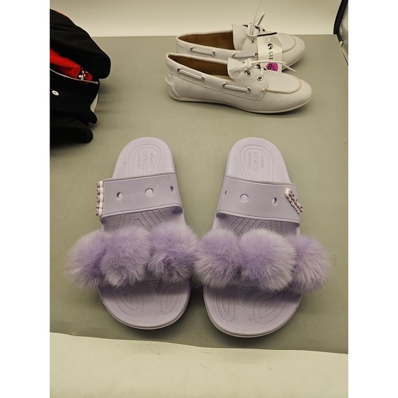 CROCS Shoes - Crocs Womens Size  10  Classic  Lavender Fur Sure Slip On Sandal Comfort Shoes